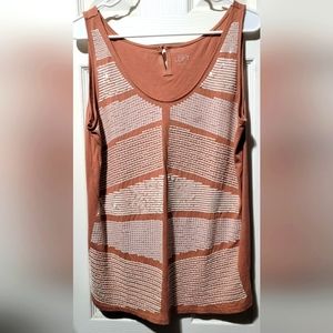 LOFT sequin tank, Medium, Sandstone/muted coral